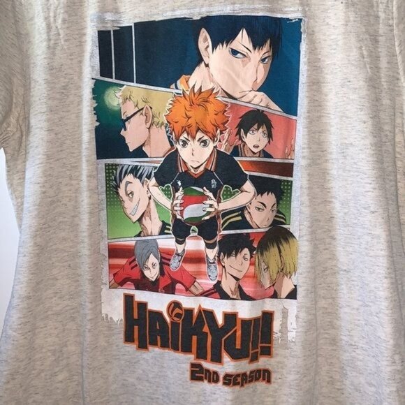 Haikyuu!! 2nd Season Anime Graphic T-Shirt X-Large Heather Gray Short Sleeve - Picture 3 of 9